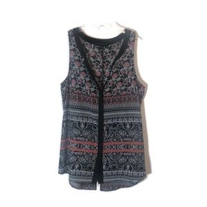Sanctuary Tribal Print Sleeveless Button Blouse M